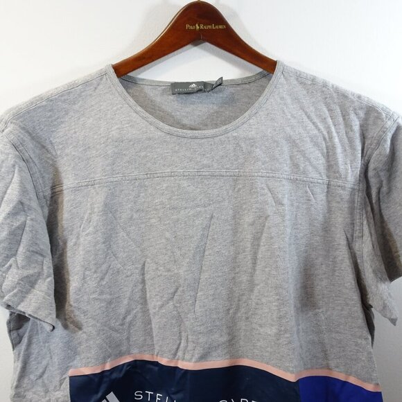Adidas Stella Mccartney Spell Out Logo Mesh Hem T-Shirt Size S Workout - Picture 2 of 8
